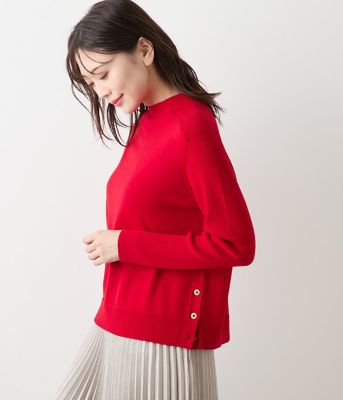 NEWYORKER (Women)/ニューヨーカー ウォッシャブルウール ボトルネックプルオーバー(202551716652) 10レッド トップス【三越伊勢丹/公式】