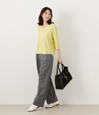 ホールガーメント（R） ニット スラッシュネック6分袖プル