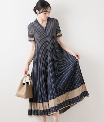 美品【45R】リネン100% ストライプ 半袖 ワンピース R刺繍 ゆったり 2401710a.jpg