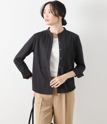 tシャツ 「吸水速乾」プレーティング天竺 バンドカラーピンタックカットソー レディース NEWYORKER｜【吸水速乾】プレーティング天竺 バンドカラー