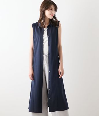 NEWYORKER (Women)/ニューヨーカー ハイツイストツイル ノースリーブシャツワンピース(202551845672) 75ネイビー ワンピース・ドレス【三越伊勢丹/公式】