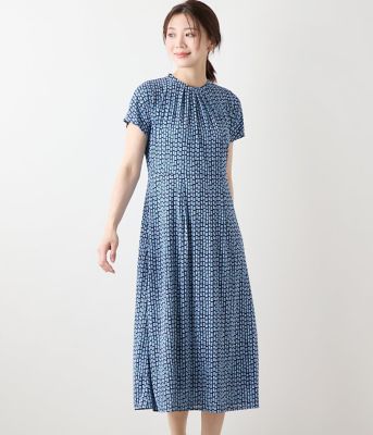 NEWYORKER (Women)/ニューヨーカー ポリエステル強撚スムース 幾何学プリント フレンチスリーブワンピース(202551846522) 70ブルー ワンピース・ドレス【三越伊勢丹/公式】