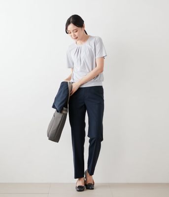 tシャツ 「接触冷感」トリアセ強撚スムース フロントタック半袖プルオーバー レディース 接触冷感】トリアセ強撚スムース フロントタック半袖プル