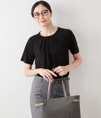 tシャツ 「接触冷感」トリアセ強撚スムース フロントタック半袖プルオーバー レディース 接触冷感】トリアセ強撚スムース フロントタック半袖プル