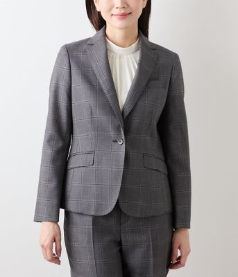 L】ウールウインドウペイン ノッチドラペル1ボタンジャケット