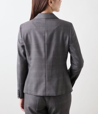 L】ウールウインドウペイン ノッチドラペル1ボタンジャケット