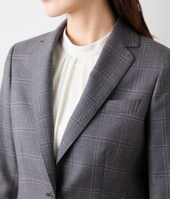 L】ウールウインドウペイン ノッチドラペル1ボタンジャケット