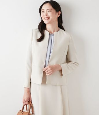 NEWYORKER L (Women/大きいサイズ)/ニューヨーカー Ｌ 【Ｌ】【ウォッシャブル】ダブルフェイス　ペプラムノーカラージャケット（２０２５５４１１５１１１）