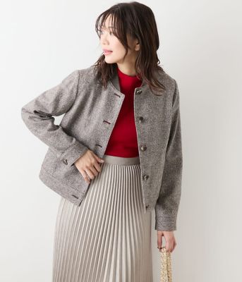 美品 ラルフローレン レディース ツイードブルゾン ヘリンボーン ベージュ系 Ralph Lauren - デッドストック 90s LAUREN ラルフローレン