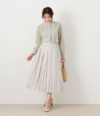【Ｌ】バックサテン　変形プリーツスカート（２０２５５４２５５１２１）