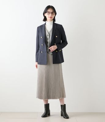 L】フェイクスエード アコーディオンプリーツスカート