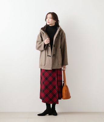 L】ウールタータン アシメキルトスカート（202554256256