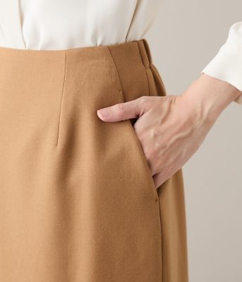 L】【ストレッチ】ウールブレンドダブルクロス ロングタイトスカート