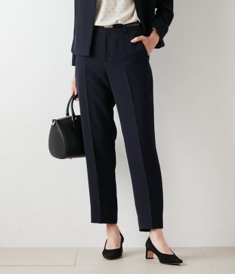 NEWYORKER L (Women/大きいサイズ)/ニューヨーカー Ｌ 【Ｌ】【ウォッシャブル】ダブルフェイス　クロップドテーパードパンツ（ネイビー）（２０２５５４３１５１１１）