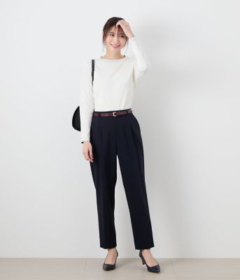 【Ｌ】コンパクトダブルクロス　センタープレステーパードパンツ（２０２５５４３１５１２２）