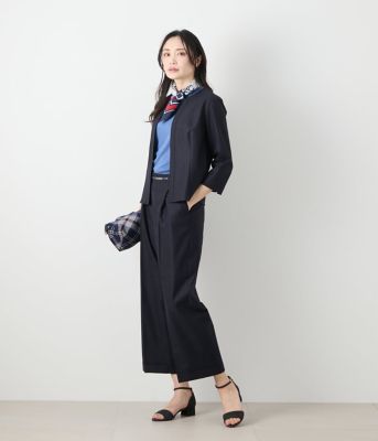 【Ｌ】【ウォッシャブル】リネンライクストレッチ　ワンタックワイドパンツ（２０２５５４３１５１５１）