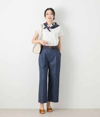 【Ｌ】スラブシャンブレー　タックワイドパンツ（２０２５５４３１５２５１）