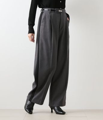 L】【ストレッチ】デニム調メランジストライプ サイドラインタック