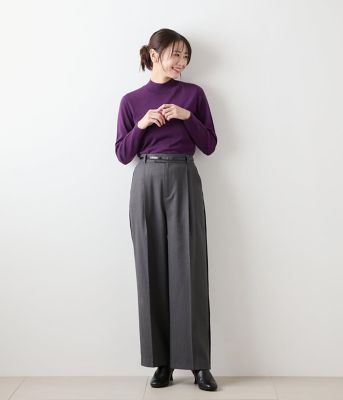 L】【ストレッチ】デニム調メランジストライプ サイドラインタック