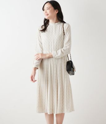 NEWYORKER L (Women/大きいサイズ)/ニューヨーカー Ｌ 【Ｌ】シャルマンドットプリント　スタンドネックワンピース（２０２５５４４１５１１３）