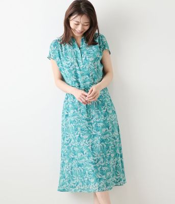 NEWYORKER L (Women/大きいサイズ)/ニューヨーカー Ｌ 【Ｌ】リーフブーケプリント　フレンチスリーブワンピース（２０２５５４４５５２７０）
