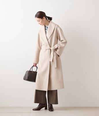 L】ウールナイロンリバー ショールカラーロングコート