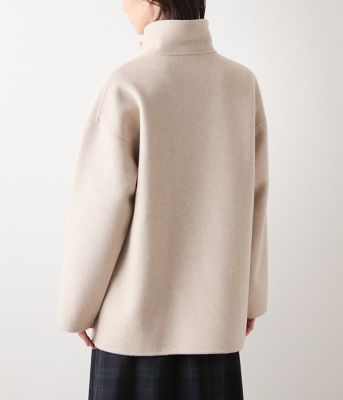 L】ウールナイロンリバー スタンドショートコート