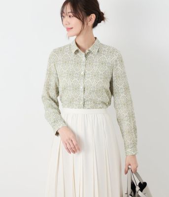 ＜NEWYORKER L (Women/大きいサイズ)＞【Ｌ】ミモザプリント　レギュラーカラーシャツ（２０２５５４６１５２２１）