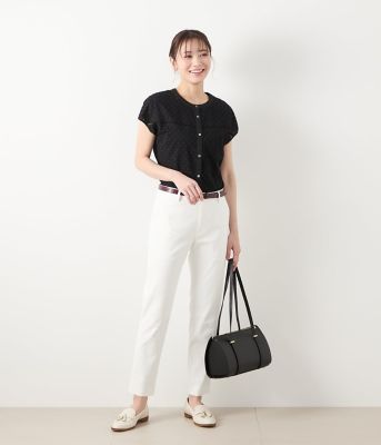 NEWYORKER L-SIZE / ニューヨーカー エルサイズ コットンエンブロイダリーレース フレンチスリーブブラウス L】コットンエンブロイダリーレース フレンチスリーブブラウス