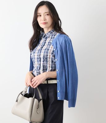 L】レーヨンポリエステル ワイドリブ9分袖クル―ネック