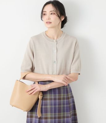 NEWYORKER L (Women/大きいサイズ)/ニューヨーカー Ｌ 【L】リネンライクワッフル クルーネック5分袖カーディガン(202554715660)