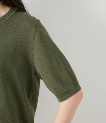 【Ｌ】リネンライクワッフル　クルーネック５分袖カーディガン（２０２５５４７１５６６０）