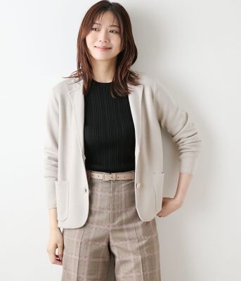 ＜NEWYORKER L (Women/大きいサイズ)＞【Ｌ】【手洗い可能】和紙混接結編み　ニットジャケット（２０２５５４７１６５５１）