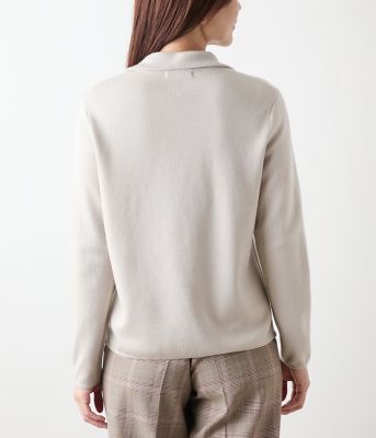 L】【手洗い可能】和紙混接結編み ニットジャケット