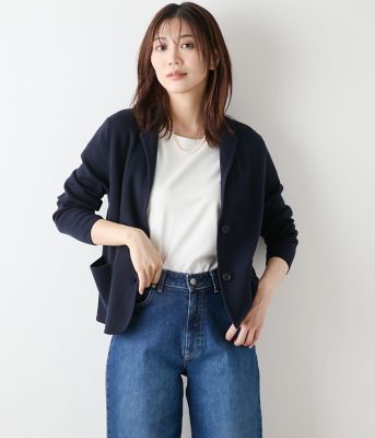 L】【手洗い可能】和紙混接結編み ニットジャケット