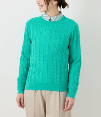 【Ｌ】コンパクトギザコットン　ケーブルクルーネックプルオーバー（２０２５５４７２５６１１）