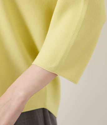 L】ホールガーメント（R） ニット スラッシュネック6分袖プル