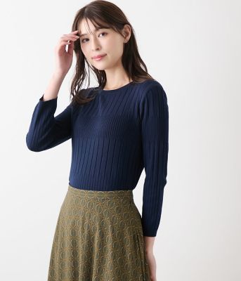 L】【手洗い可能】レーヨンポリストレッチ 7分袖クルーネック