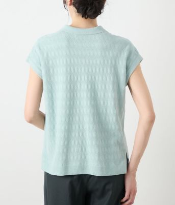 【Ｌ】コットンブークレー　スキッパーニットポロシャツ（２０２５５４７５５６６３）