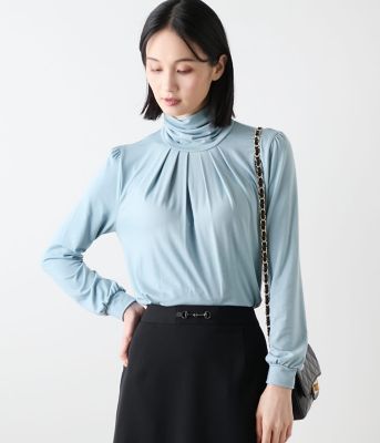 L】ラグウォーム ギャザータートルネックカットソー