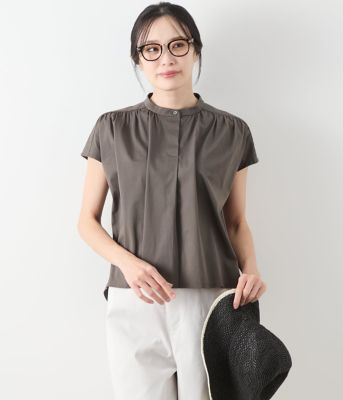 【送料無料】NEWYORKER L (Women/大きいサイズ)/ニューヨーカー L コットンナイロントリコット スタンドカラープルオーバー(202554855652) 54カーキグリーン トップス【三越伊勢丹/公式】