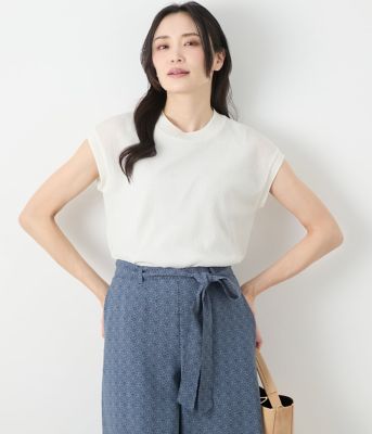 新入荷 L】シアーストレッチジャカード フレンチスリーブプルオーバー Clothing