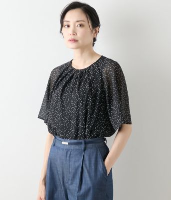＜NEWYORKER L (Women/大きいサイズ)＞【Ｌ】ドット楊柳　フレアスリーブブラウス＆タンクトップ（２０２５５４８５５９７０）