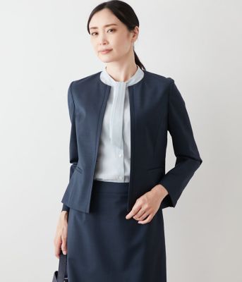 【Ｌ】【ウォッシャブル】シャークスキン　ノーカラージャケット（２０２５５９１１５３５１）