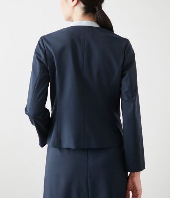 【Ｌ】【ウォッシャブル】シャークスキン　ノーカラージャケット（２０２５５９１１５３５１）