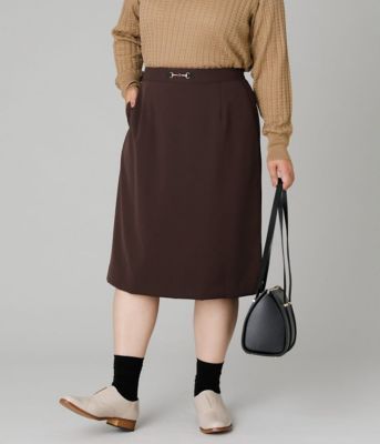 【SALE】【送料無料】NEWYORKER L PLUS (Women/大きいサイズ)/ニューヨーカー L PLUS ギャバライクポリエステル ビット付きAラインスカート(202559216154) 35ダークブラウン 【三越伊勢丹/公式】