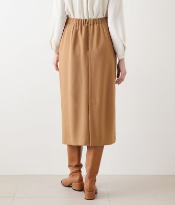 L】【ストレッチ】ウールブレンドダブルクロス ロングタイトスカート