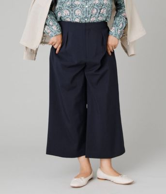 【送料無料】NEWYORKER L PLUS (Women/大きいサイズ)/ニューヨーカー L PLUS ウーステッドポリエステル ワンタックガウチョパンツ(202559336114) 75ネイビー パンツ・ズボン【三越伊勢丹/公式】