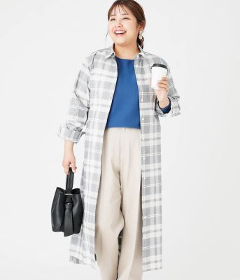 NEWYORKER L PLUS (Women/大きいサイズ)/ニューヨーカー Ｌ ＰＬＵＳ 【L】タイルアートニューヨーカータータン シャツワンピース(202559415204)