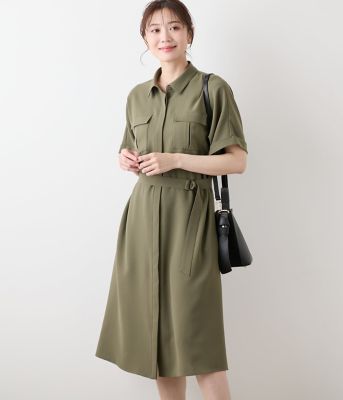 NEWYORKER L PLUS (Women/大きいサイズ)/ニューヨーカー Ｌ ＰＬＵＳ 【Ｌ】【ストレッチ】マットクロス　シャツワンピース（２０２５５９４５５１５５）